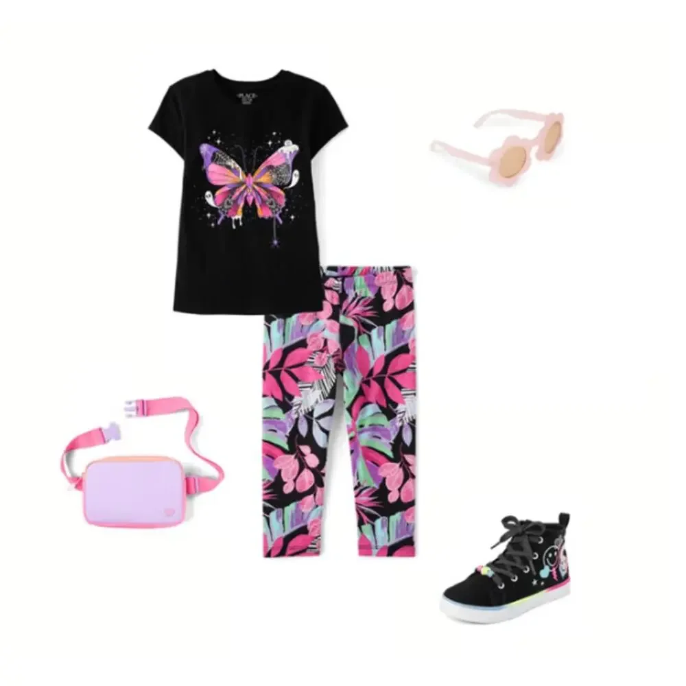 Children Place Girls Tropical Print Capri Leggings M (7/8)